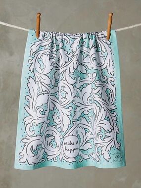 Anthropologie Mint and White Printed Dishcloth